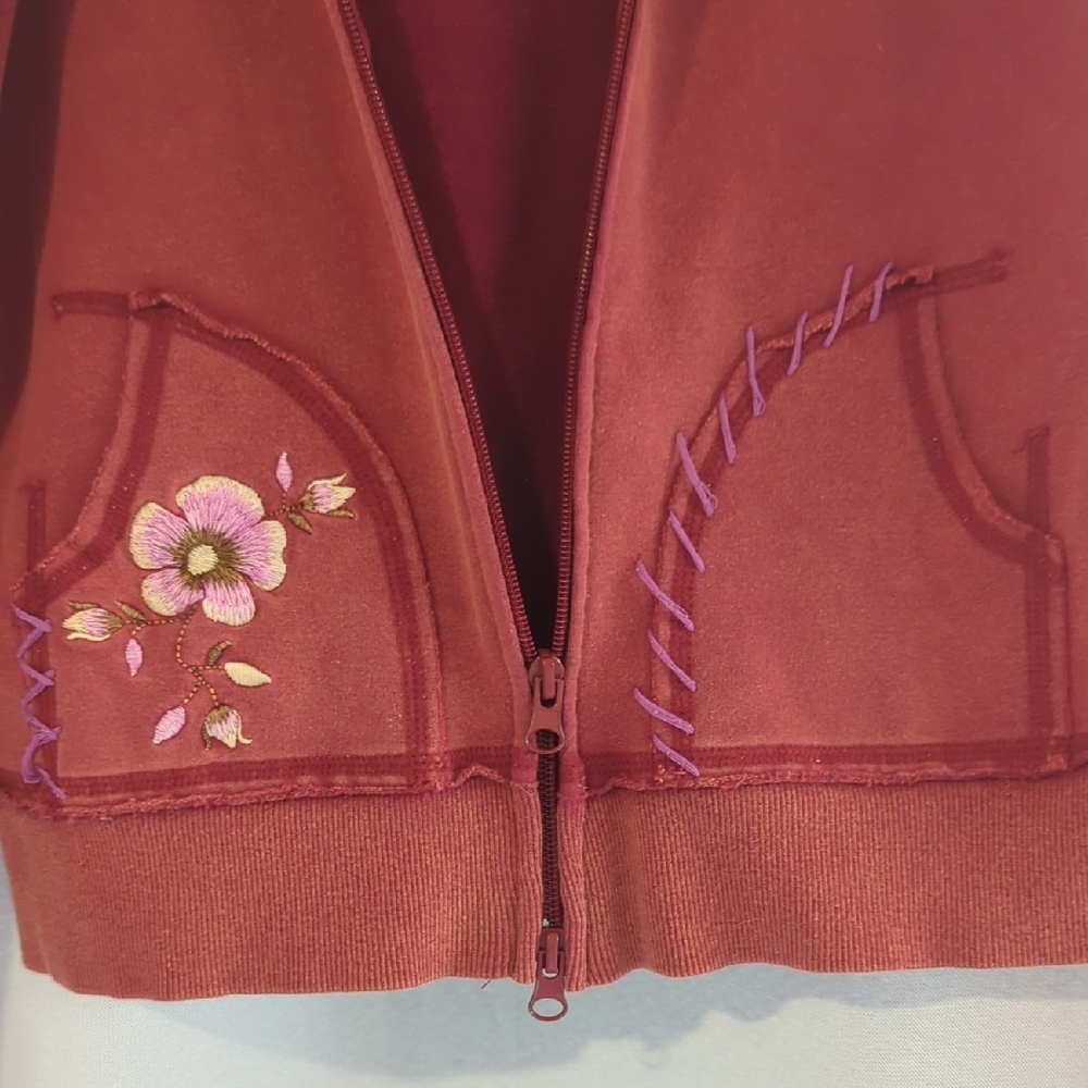 Y2K Princy By Jessica Simpson Floral Embroidered Hoodie Size Small - Picture 5 of 7
